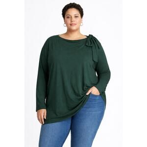 NWT Universal Standard Green Long Sleeve Tie Shoulder Blouse Top Size 4XL 38-40